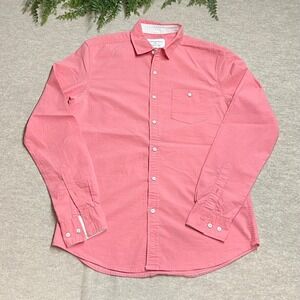 Paper Denim Cloth Nautical Spring Summer Slim Button Down Sz M Stretch B3